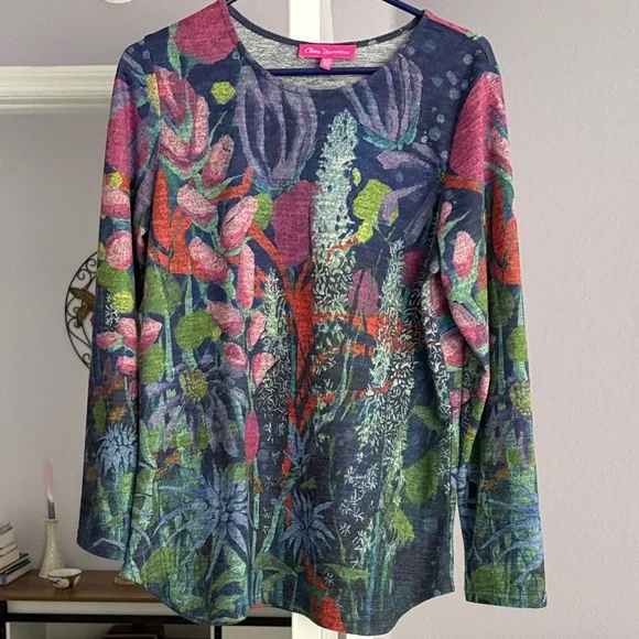 Multicolor Botanical Print Long Sleeve Top - Picture 2 of 5
